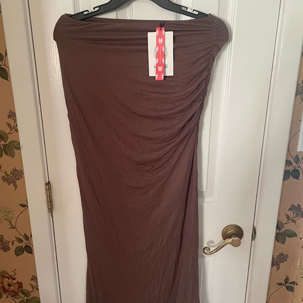 Cider Brown Maxi Dress Tube Top